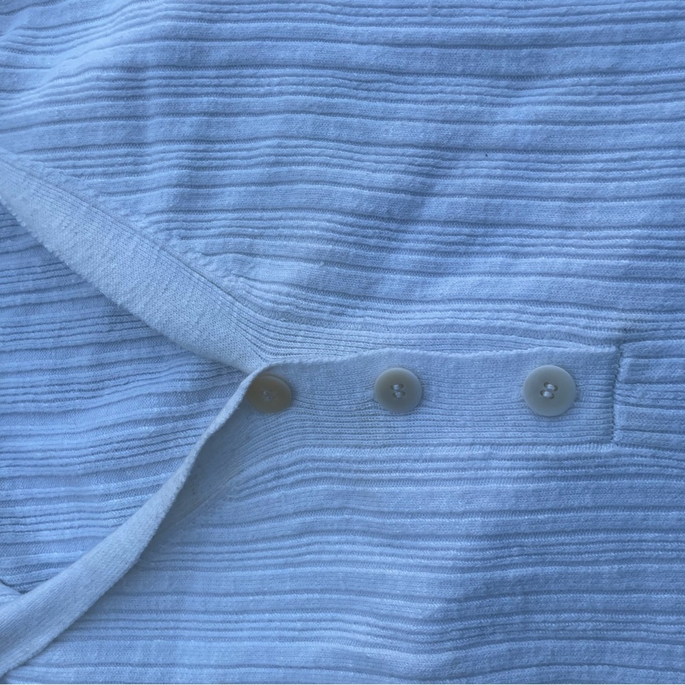 Jonathan simkhai ribbed, white button-down V-neck, long sleeves shirt